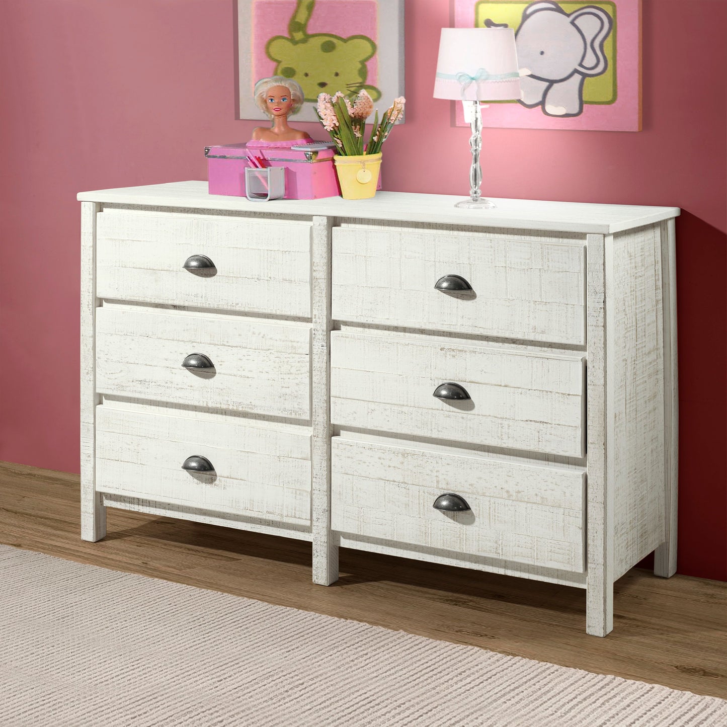 Rustic 6-Drawer Double Dresser