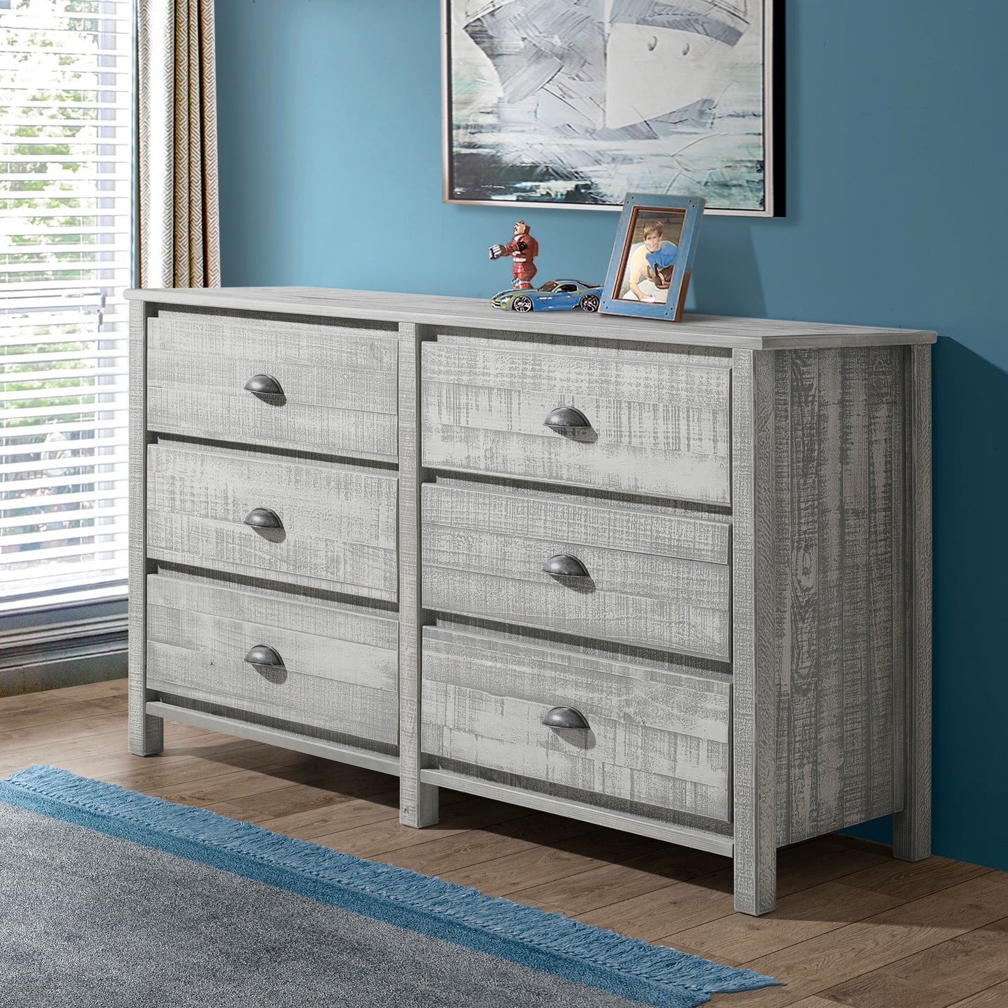 Rustic 6-Drawer Double Dresser