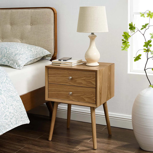 Ember Wood Nightstand With USB Ports