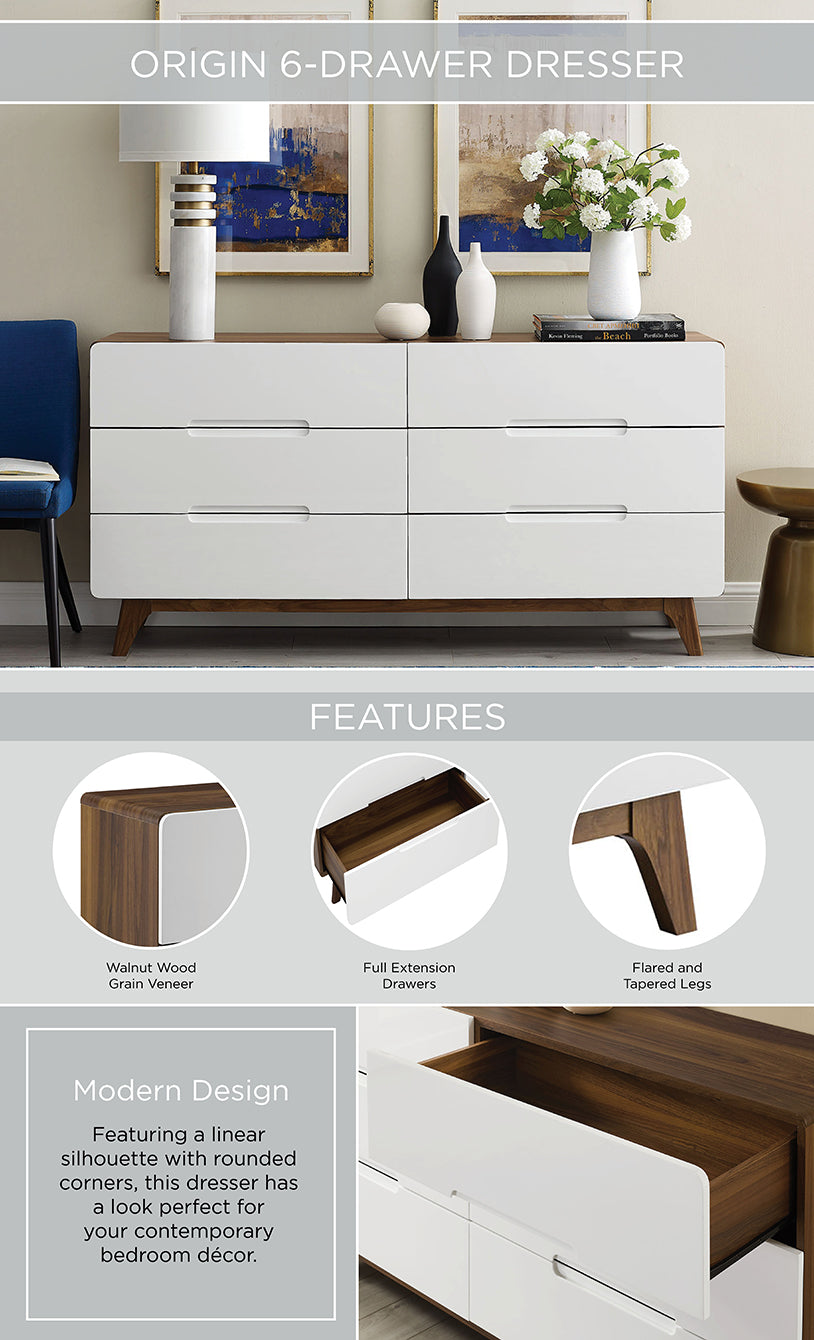 Origin 6-Drawer Wood Dresser