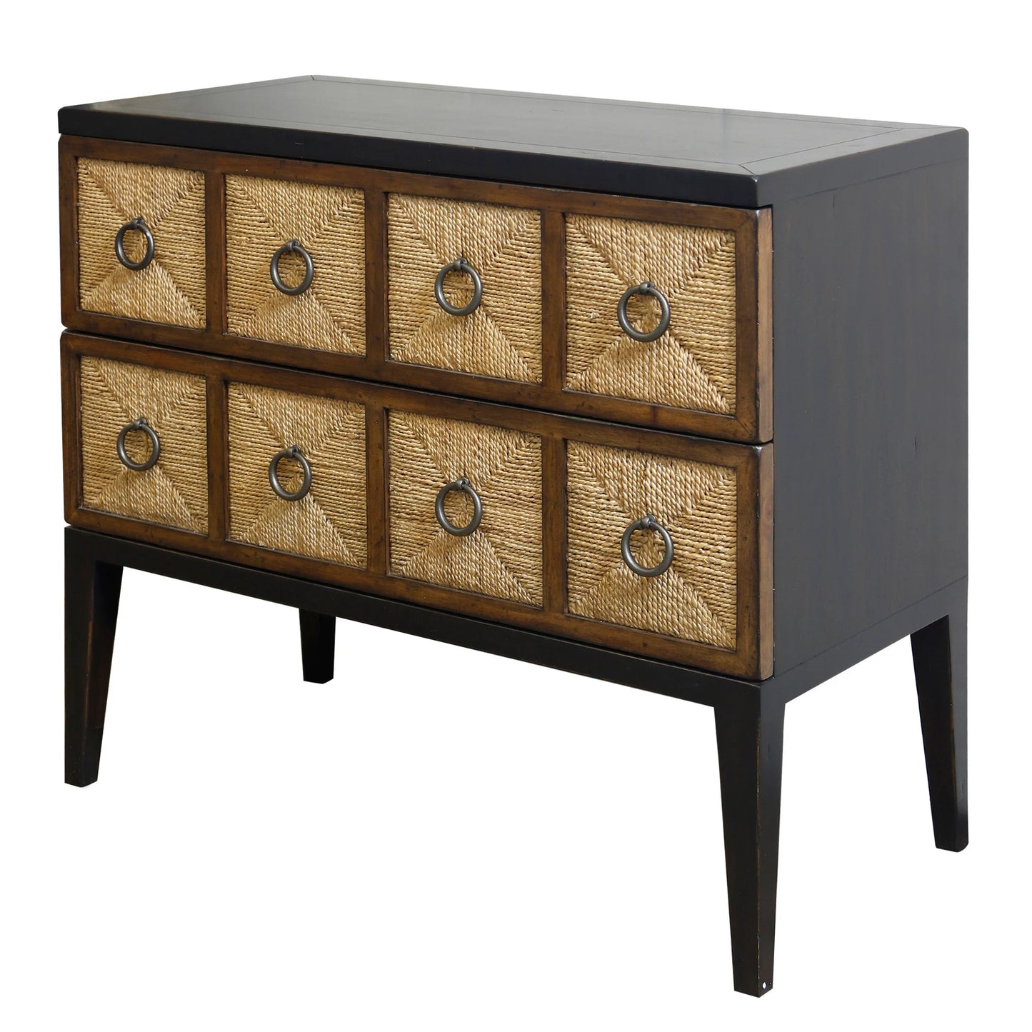 WICKER Two Drawer Chest With Rope Appligue