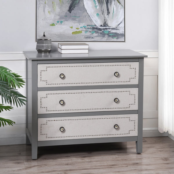Gray and White Three Drawer Wooden Dresser by DANN FOLEY LIFESTYLE