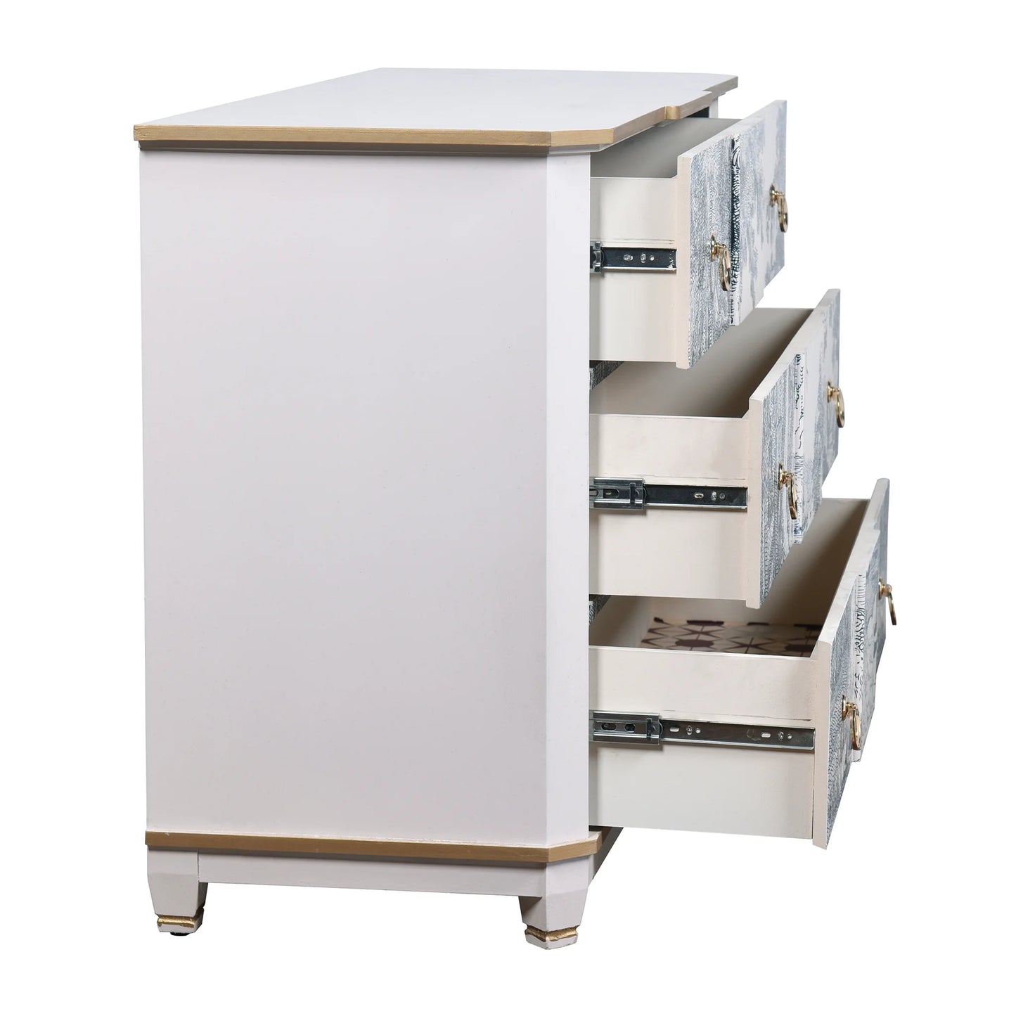 Willow White and Gold Three Drawer Chest by DANN FOLEY LIFESTYLE