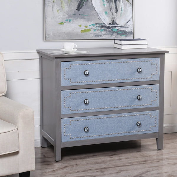 Gray and Light Blue Three Drawer Wooden Dresser by DANN FOLEY LIFESTYLE