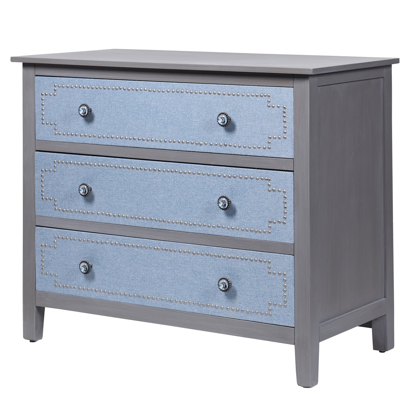 Gray and Light Blue Three Drawer Wooden Dresser by DANN FOLEY LIFESTYLE