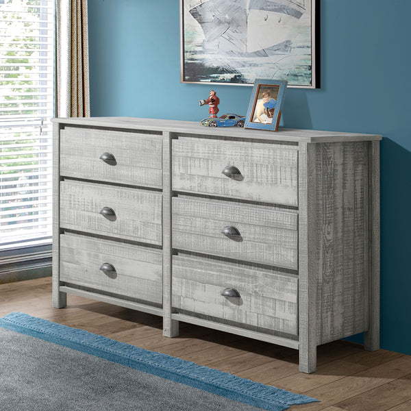 Rustic 6-Drawer Double Dresser