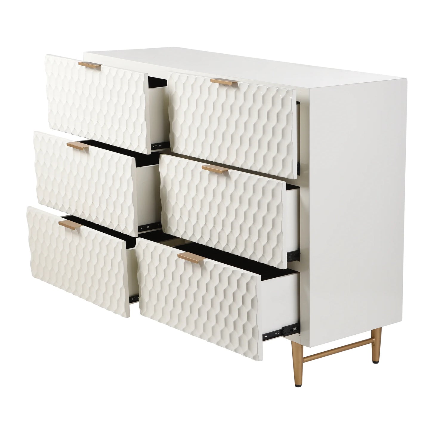 Cream Textured Contemporary Cabinet With Gold Hardware