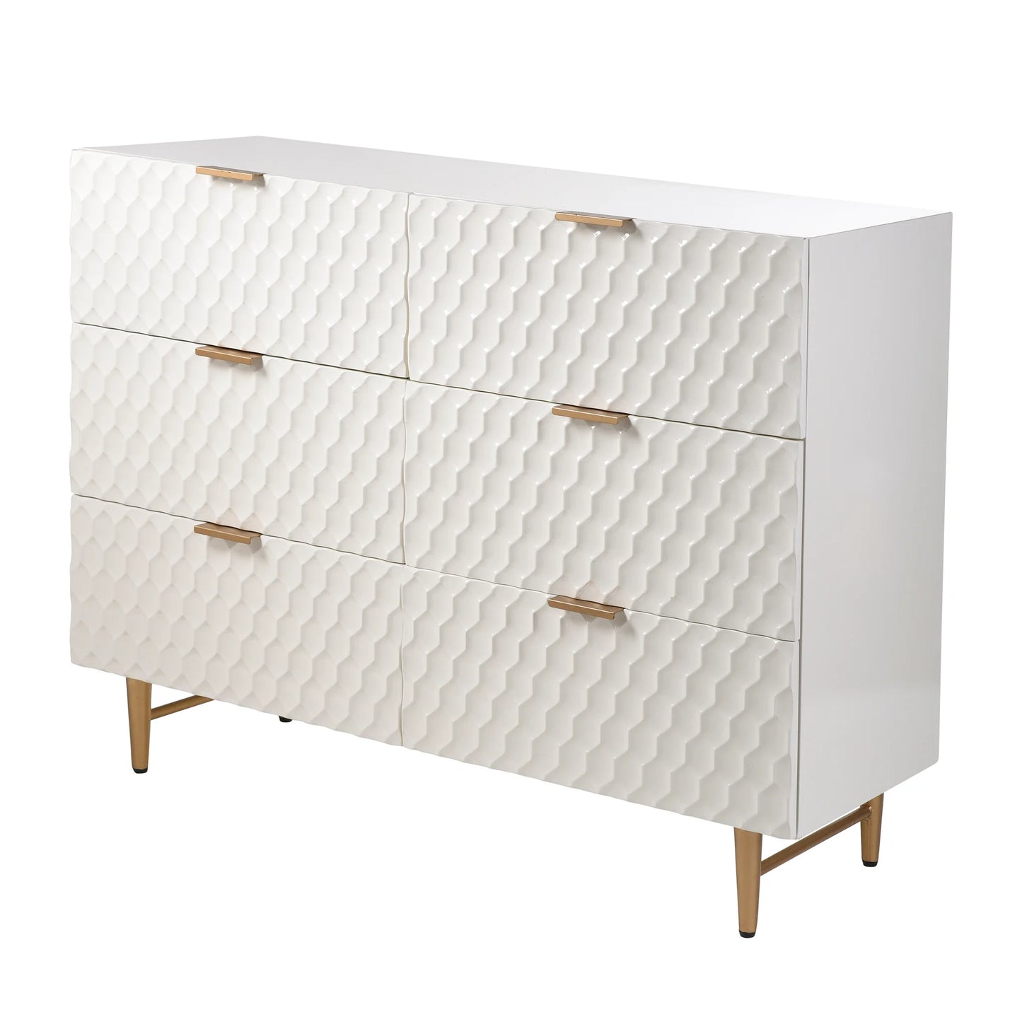 Cream Textured Contemporary Cabinet With Gold Hardware