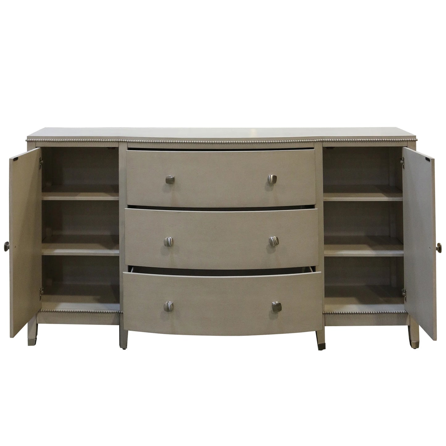 SMOKE GRAY Three Drawer Chest with Two Side Cabinets